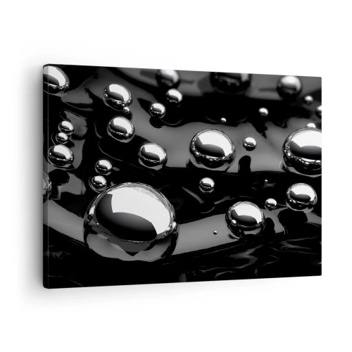 Quadro su tela - Stampe su Tela - Gocce astratte su una superficie nera - 70x50cm - Toni di nero - Decorazione murale moderna per soggiorno e camera da letto ARTTOR