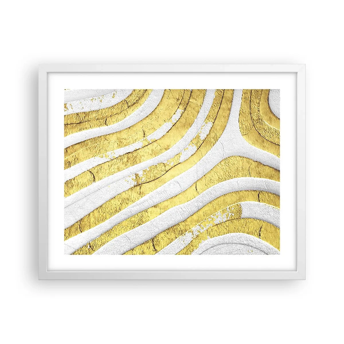 Poster in cornice bianca - Composizione in bianco e oro - 50x40 cm