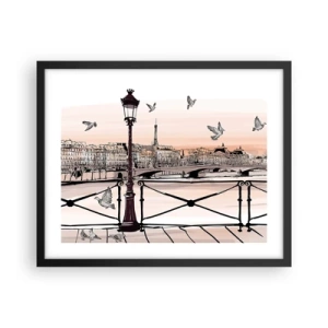 Poster in cornice nera - Sui tetti di Parigi - 50x40 cm