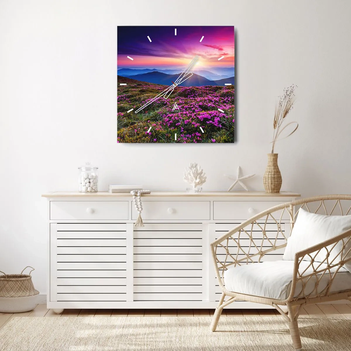 Orologio da parete - Orologio in Vetro - Il profumo dei fiori freschi del campo - 30x30 cm