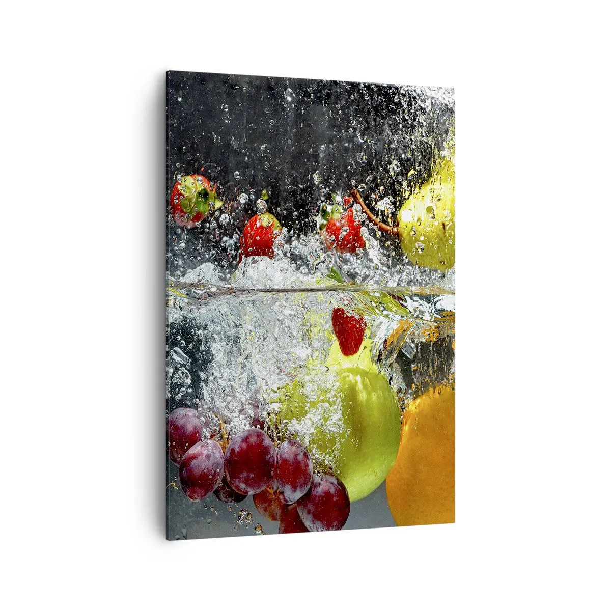 Quadro su tela - Stampe su Tela - Frutti colorati in acqua durante l'immersione dinamica - 70x100cm - Frutta rinfrescante - Decorazione murale moderna per soggiorno e camera da letto ARTTOR
