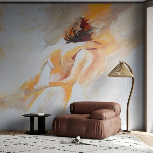 Fotomurali Standard Eco - Un dipinto astratto di una coppia in un tenero abbraccio - 100x70cm - Nel cielo dell'intimità - Decorazione murale moderna per soggiorno e camera da letto ARTTOR