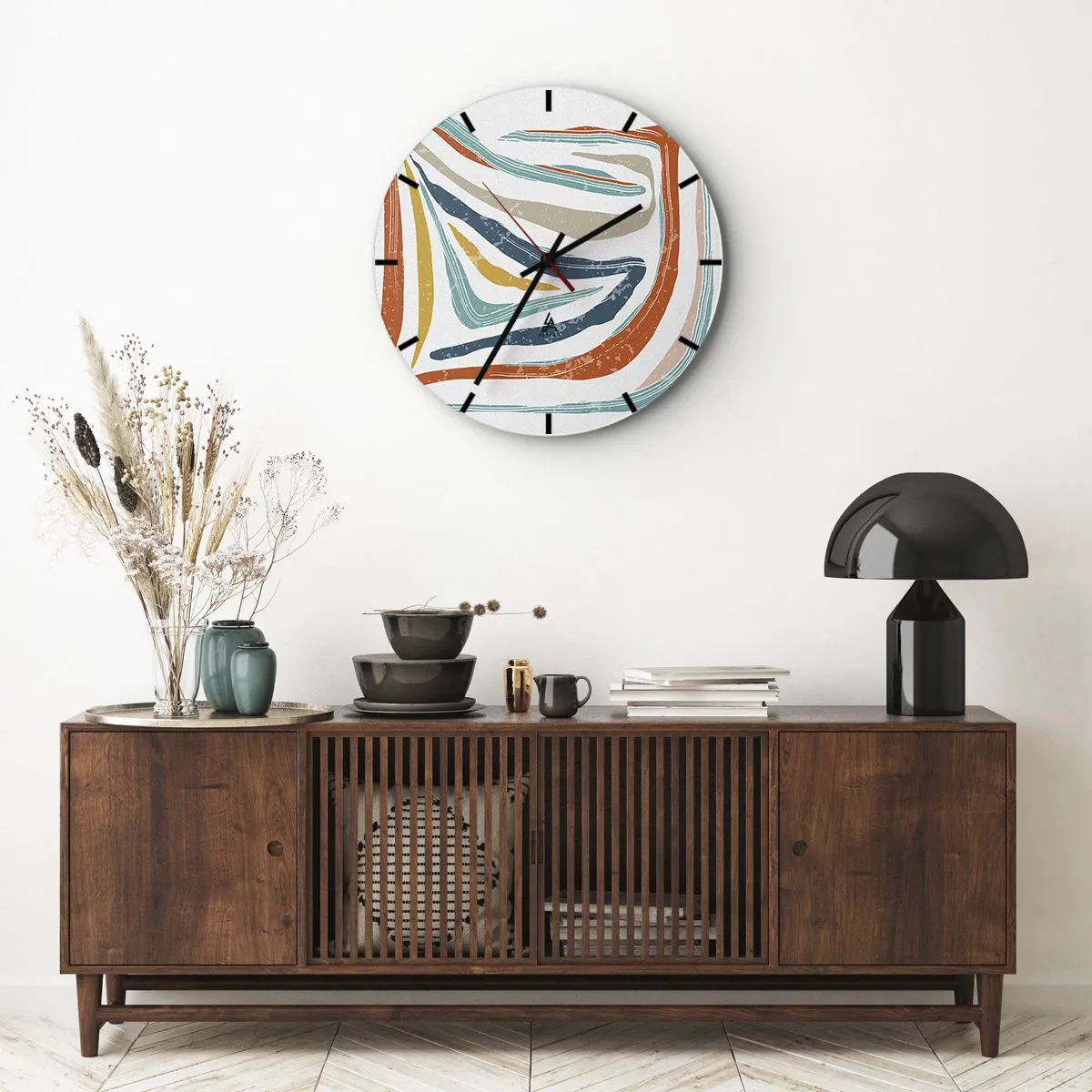 Orologio da parete - Orologio in Vetro - Astrazione piacevolmente sorridente - 30x30 cm