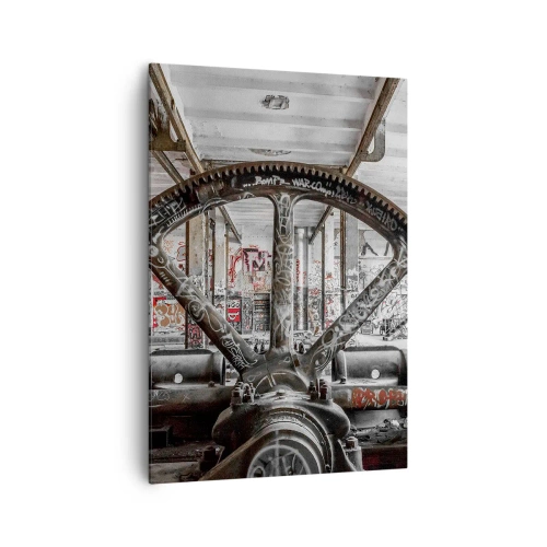Quadro su tela - Stampe su Tela - Un vecchio meccanismo in un interno industriale abbandonato - 70x100cm - La vita segreta della fabbrica - Decorazione murale moderna per soggiorno e camera da letto ARTTOR