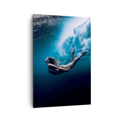 Quadro su tela - Stampe su Tela - Ripresa subacquea con una donna e bolle d'aria - 70x100cm - Moderna sirena - Decorazione murale moderna per soggiorno e camera da letto ARTTOR