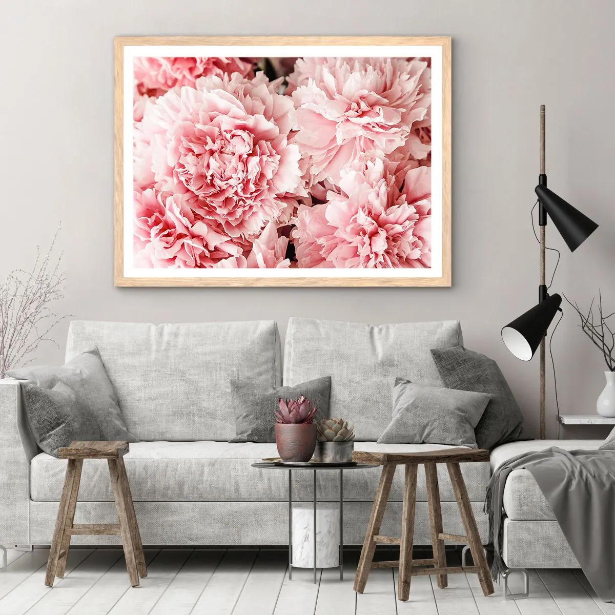 Poster in cornice rovere chiaro - Sogno rosa - 100x70 cm