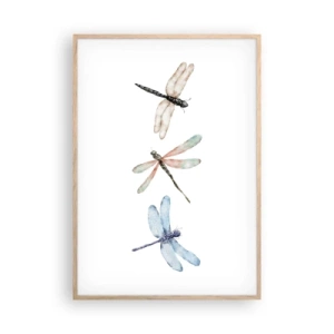 Poster in cornice rovere chiaro - Libellule senza peso - 70x100 cm