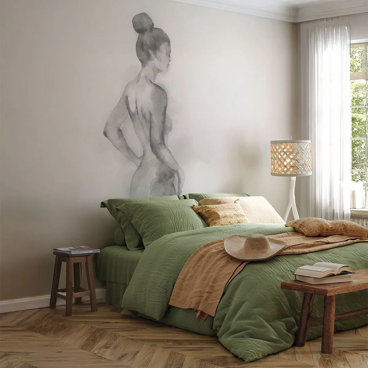 Fotomurali Premium Canvas - Bella come un quadro - Donna, Corpo, Grafica - 350x256 cm