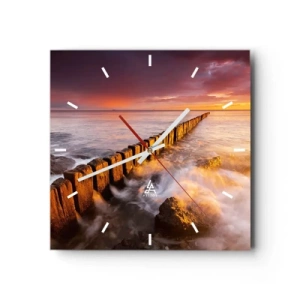 Orologio da parete - Orologio in Vetro - Un paesaggio pittoresco in riva al mare al tramonto - 30x30cm - La mitezza delle onde - Decorazione murale moderna per soggiorno e camera da letto ARTTOR