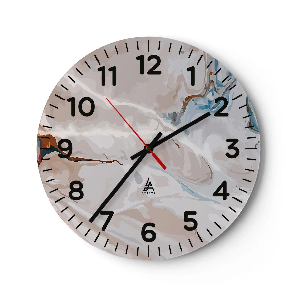 Orologio da parete - Orologio in Vetro - Meandri blu sotto il bianco - 30x30 cm