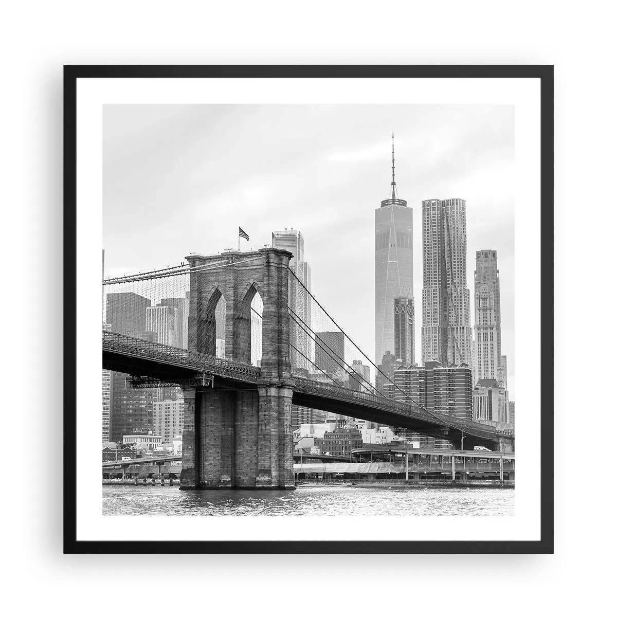 Poster in cornice nera - Atmosfera di New York - 60x60 cm