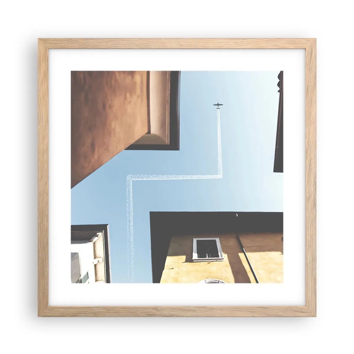 Poster in cornice rovere chiaro - Sopra il labirinto urbano - 40x40 cm