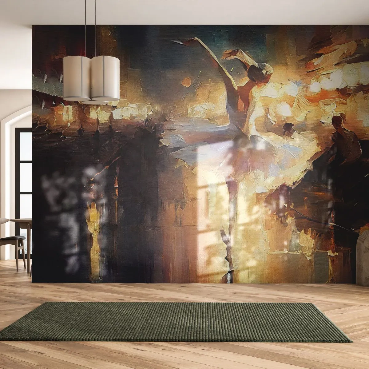 Fotomurali Autoadesivo Deluxe Sticker - Miracolo nella strada - Ballerina, Danza, Colore ad olio - 350x256 cm