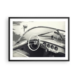 Poster in cornice nera - Interni di auto d'epoca in stile monocromatico - 70x50cm - Il ricco e il povero - Decorazione murale moderna per soggiorno e camera da letto ARTTOR