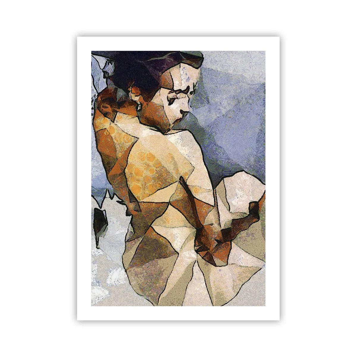 Poster - Silhouette femminile in stile mosaico con forme geometriche - 50x70cm - Nello spirito del cubismo - Decorazione murale moderna per soggiorno e camera da letto ARTTOR