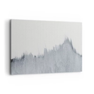 Quadro su tela - Stampe su Tela - Composizione astratta grigia in stile minimalista - 100x70cm - Iscrizione misteriosa - Decorazione murale moderna per soggiorno e camera da letto ARTTOR