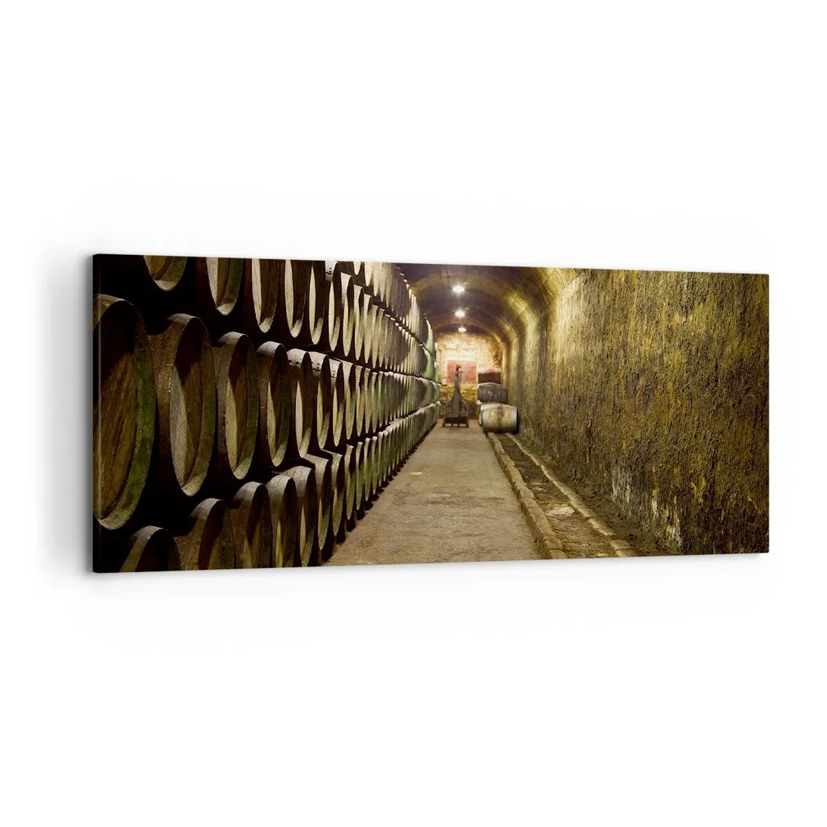 Quadro su tela - Stampe su Tela - Una cantina con botti di legno per il vino disposte in file - 120x50cm - È bene riposare - Decorazione murale moderna per soggiorno e camera da letto ARTTOR