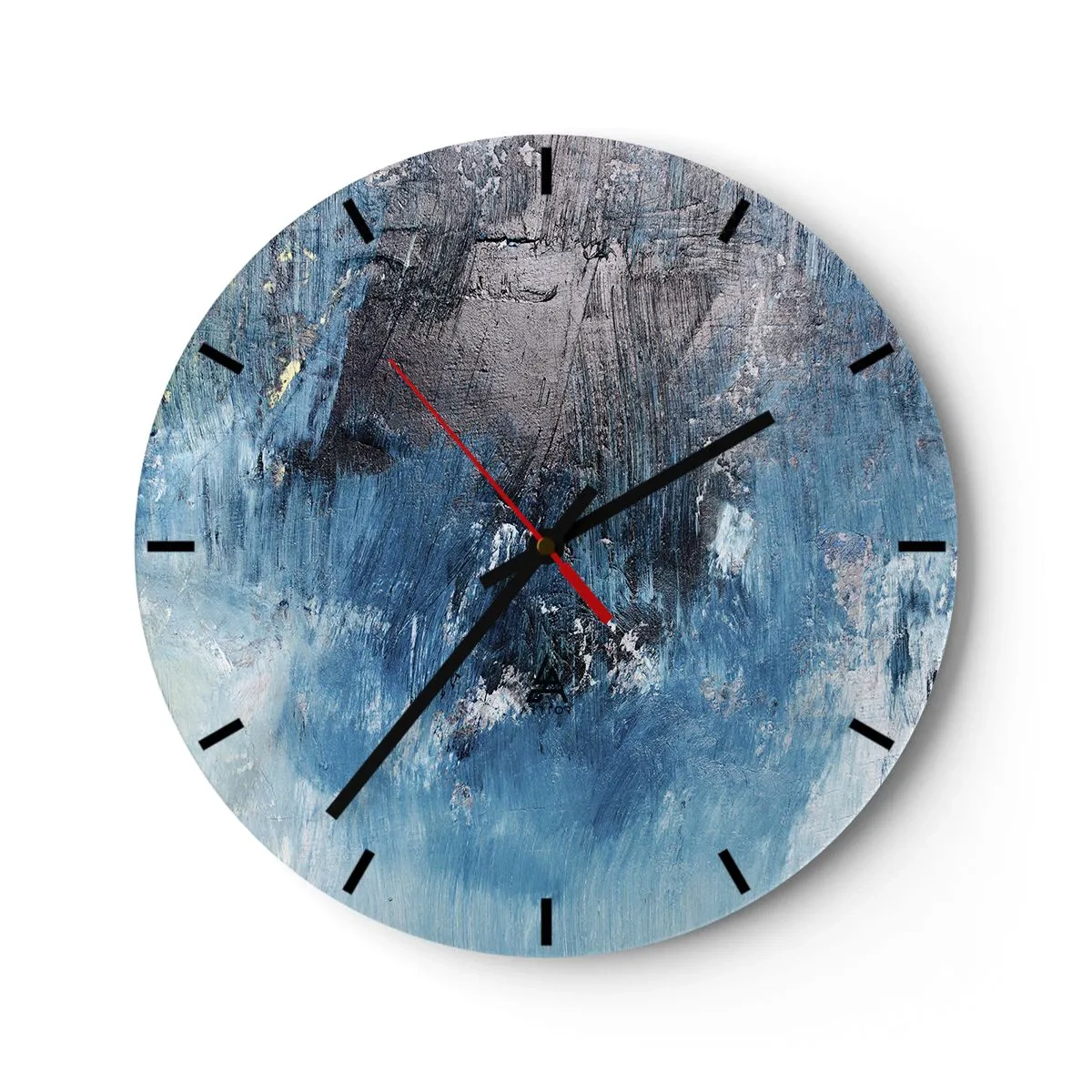 Orologio da parete - Orologio in Vetro - Texture astratta nei toni del blu - 30x30cm - Rapsodia blu - Decorazione murale moderna per soggiorno, cucina e camera da letto ARTTOR