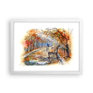 Poster in cornice bianca - Passeggiando insieme l'autunno - 40x30 cm