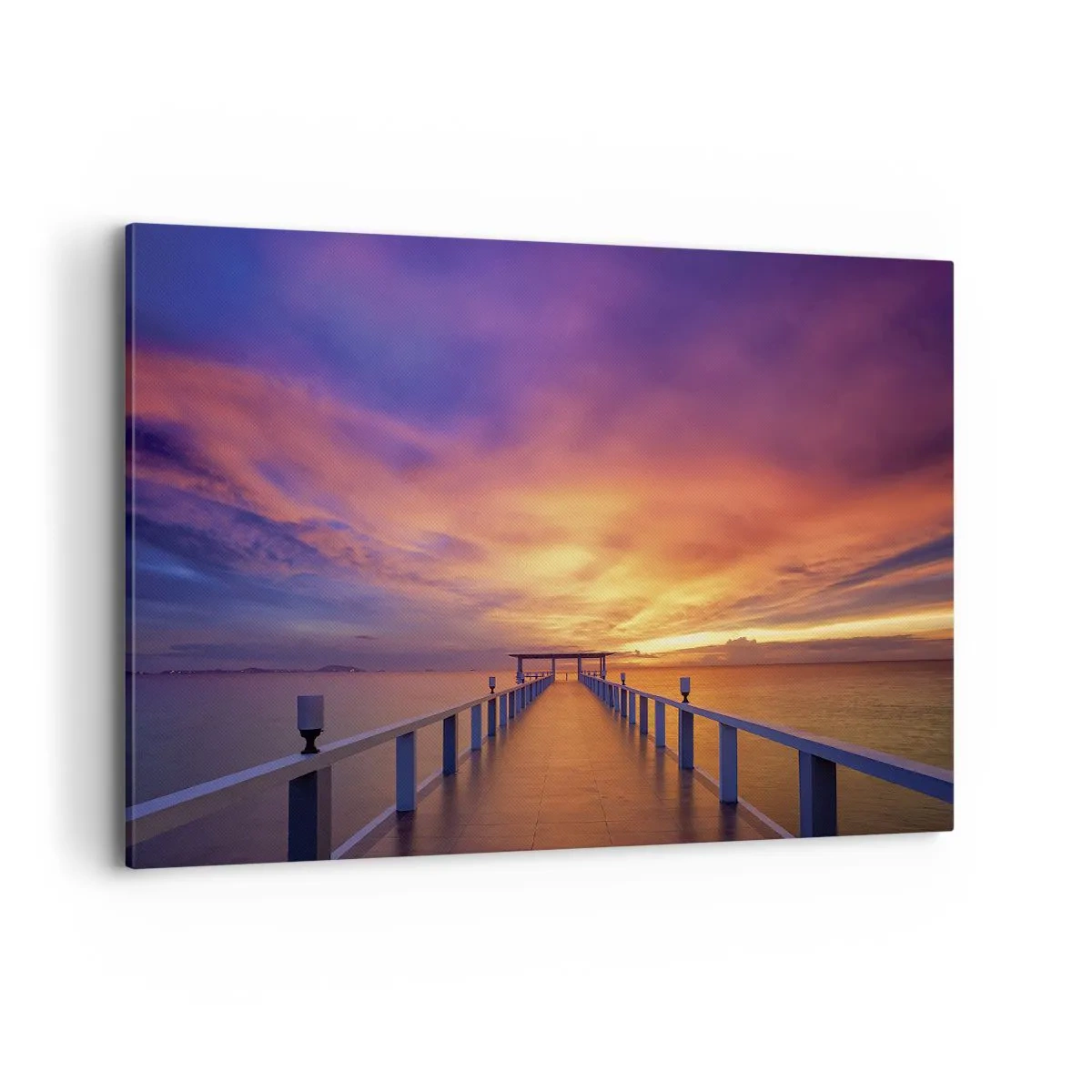 Quadro su tela - Stampe su Tela - Un molo che conduce al mare durante il tramonto - 100x70cm - Senza fine - Decorazione murale moderna per soggiorno e camera da letto ARTTOR