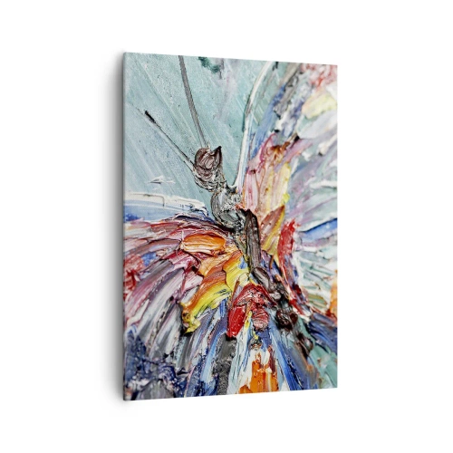 Quadro su tela - Stampe su Tela - Farfalla colorata in impasto su sfondo pastello - 70x100cm - Dipinto dalla natura - Decorazione murale moderna per soggiorno e camera da letto ARTTOR
