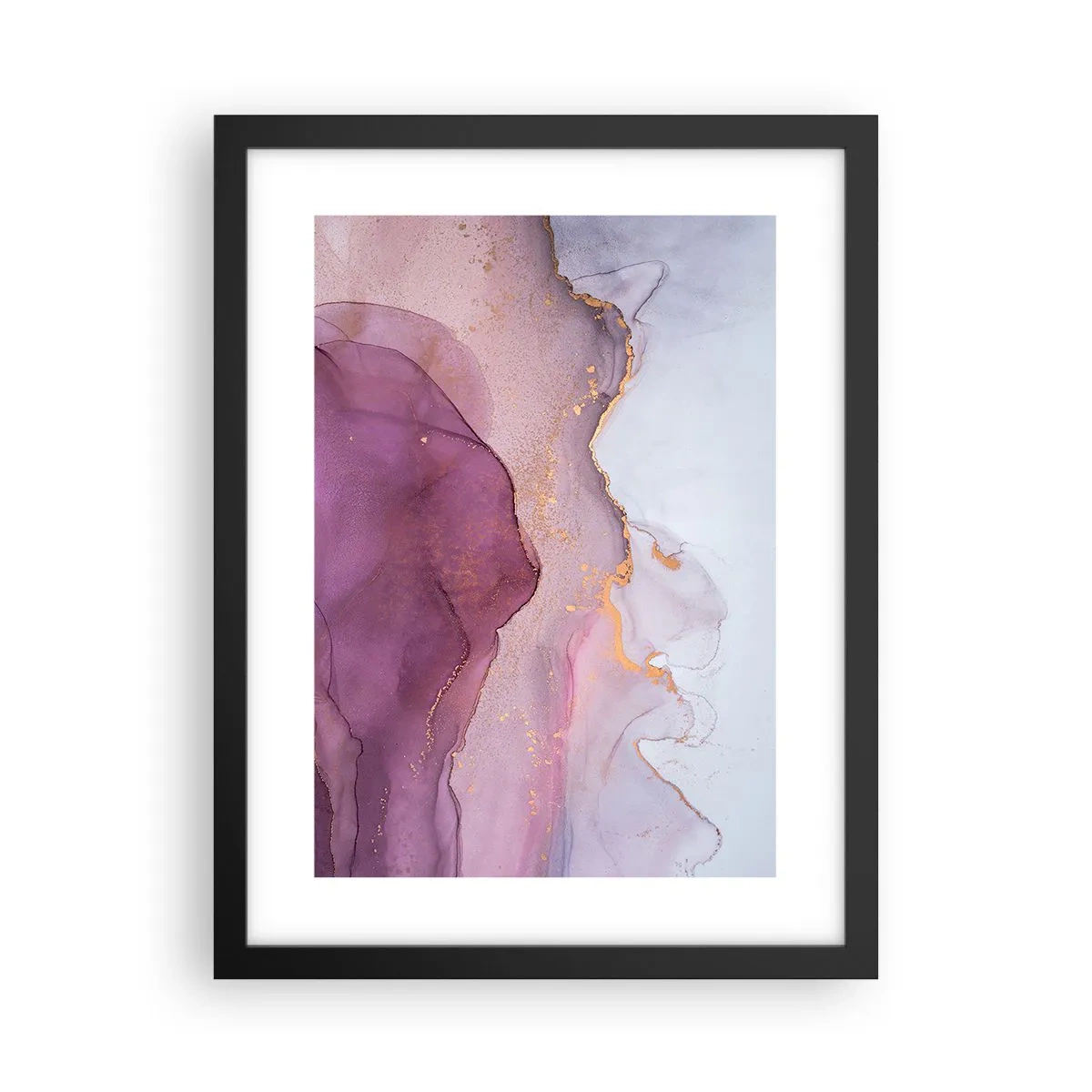 Poster in cornice nera - Onde di lilla e viola - 30x40 cm