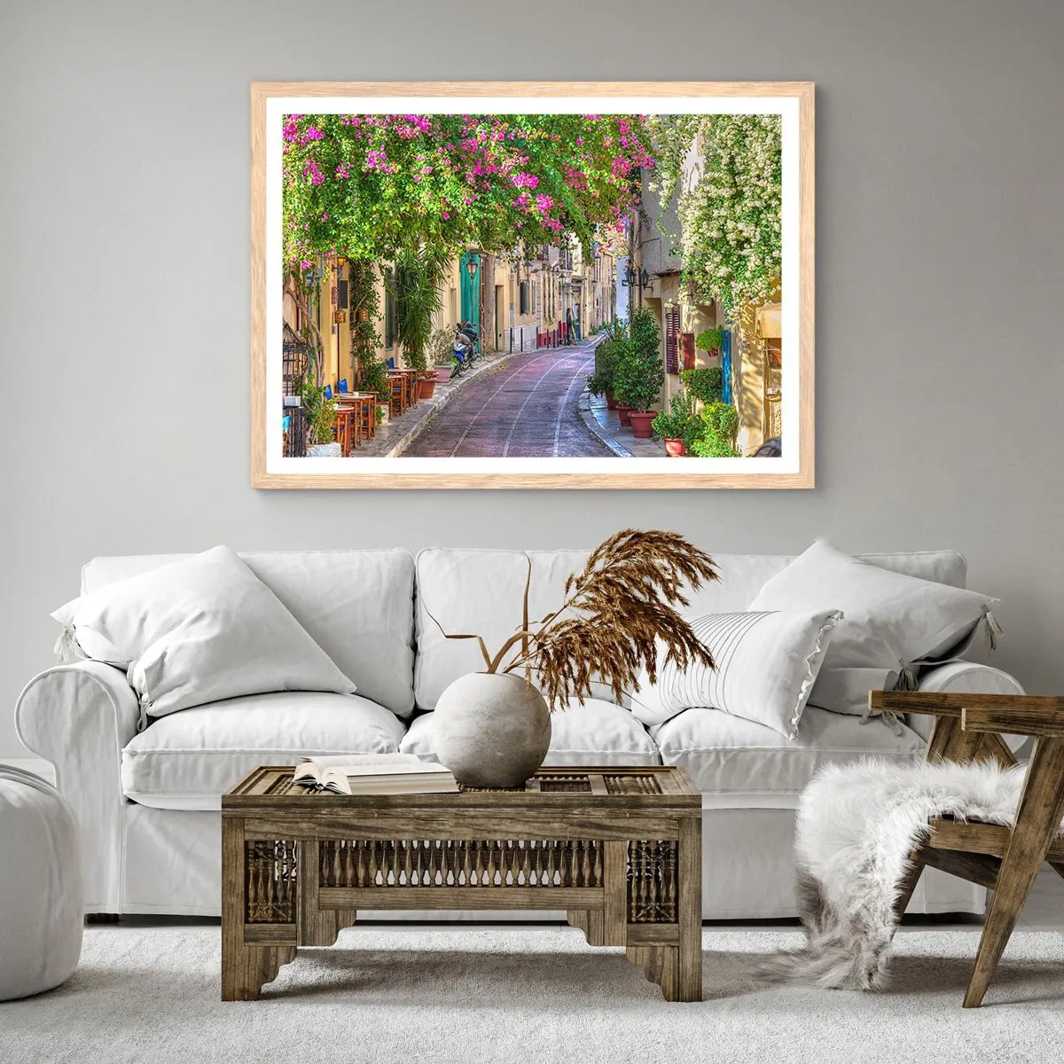 Poster in cornice rovere chiaro - Angolo fiorito - 70x50 cm