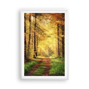 Poster in cornice bianca - Il silenzio d'oro del bosco - 61x91 cm