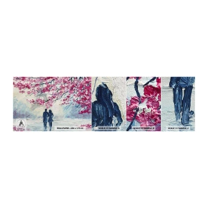 Campione di Fotomurale Adesivo Deluxe Sticker - Passeggiata romantica - Parigi, Torre Eiffel, Coppia innamorata - 100x30 cm