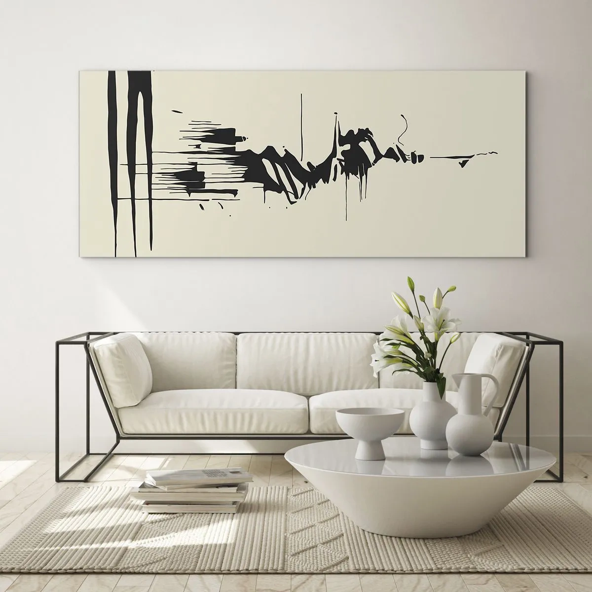 Quadro su vetro - Astrazione frettolosa - 100x40 cm