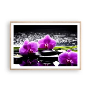 Poster in cornice rovere chiaro - Annegare nel silenzio e nella pace - 91x61 cm