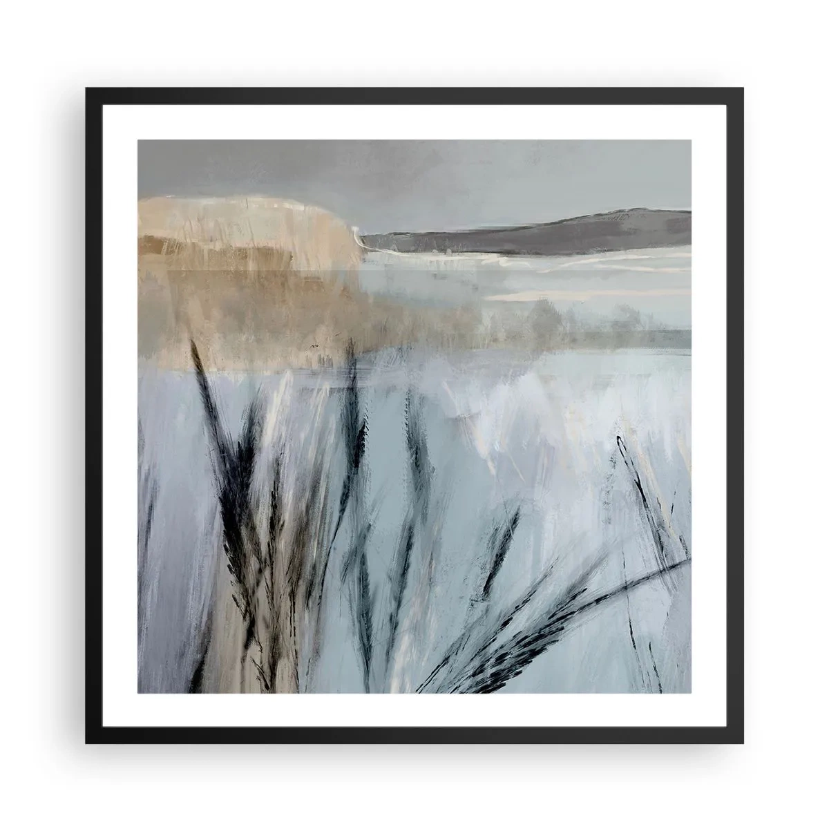 Poster in cornice nera - Campi d'inverno - 60x60 cm