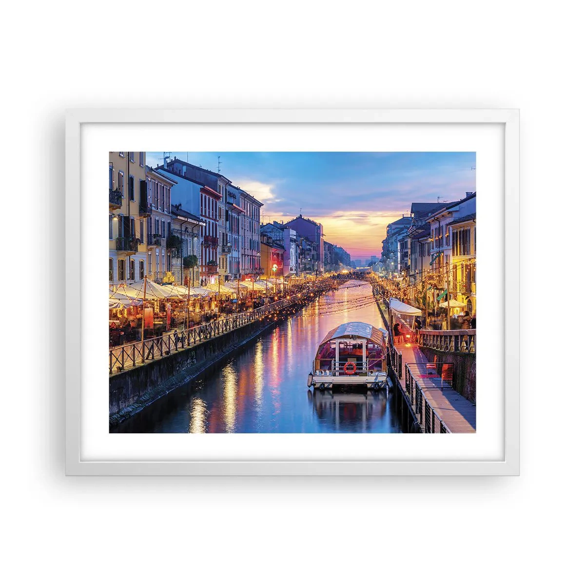 Poster in cornice bianca - Sera di luce e di divertimento - 50x40 cm