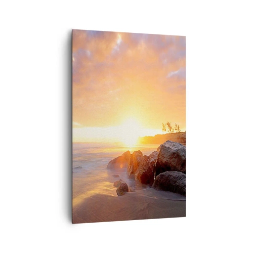 Quadro su tela - Stampe su Tela - Tramonto sulla costa rocciosa - 80x120cm - La luminosa brezza della sera - Decorazione murale moderna per soggiorno e camera da letto ARTTOR