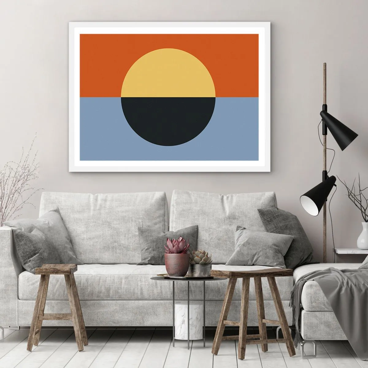 Poster in cornice bianca - Composizione di caldo e freddo - 40x30 cm