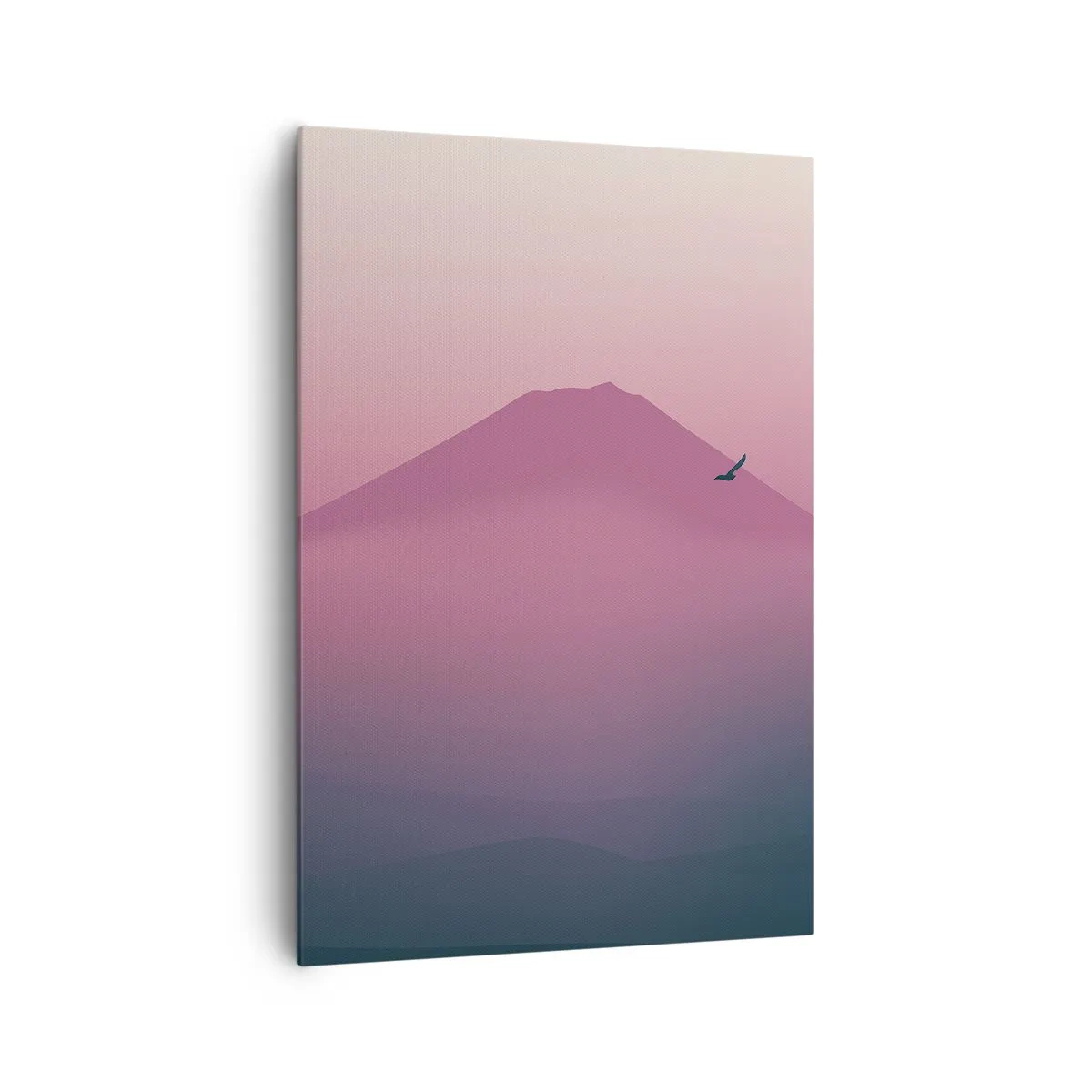 Quadro su tela - Stampe su Tela - Paesaggio minimalista con montagne e uccelli all'alba - 70x100cm - Viandanti sopra le nuvole - Decorazione murale moderna per soggiorno e camera da letto ARTTOR