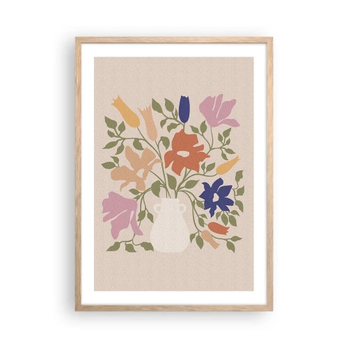 Poster in cornice rovere chiaro - Bouquet delicato - 50x70 cm