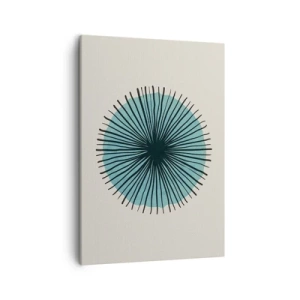 Quadro su tela - Stampe su Tela - Forma circolare astratta con raggi blu - 50x70cm - Radiosamente nel blu - Decorazione murale moderna per soggiorno e camera da letto ARTTOR