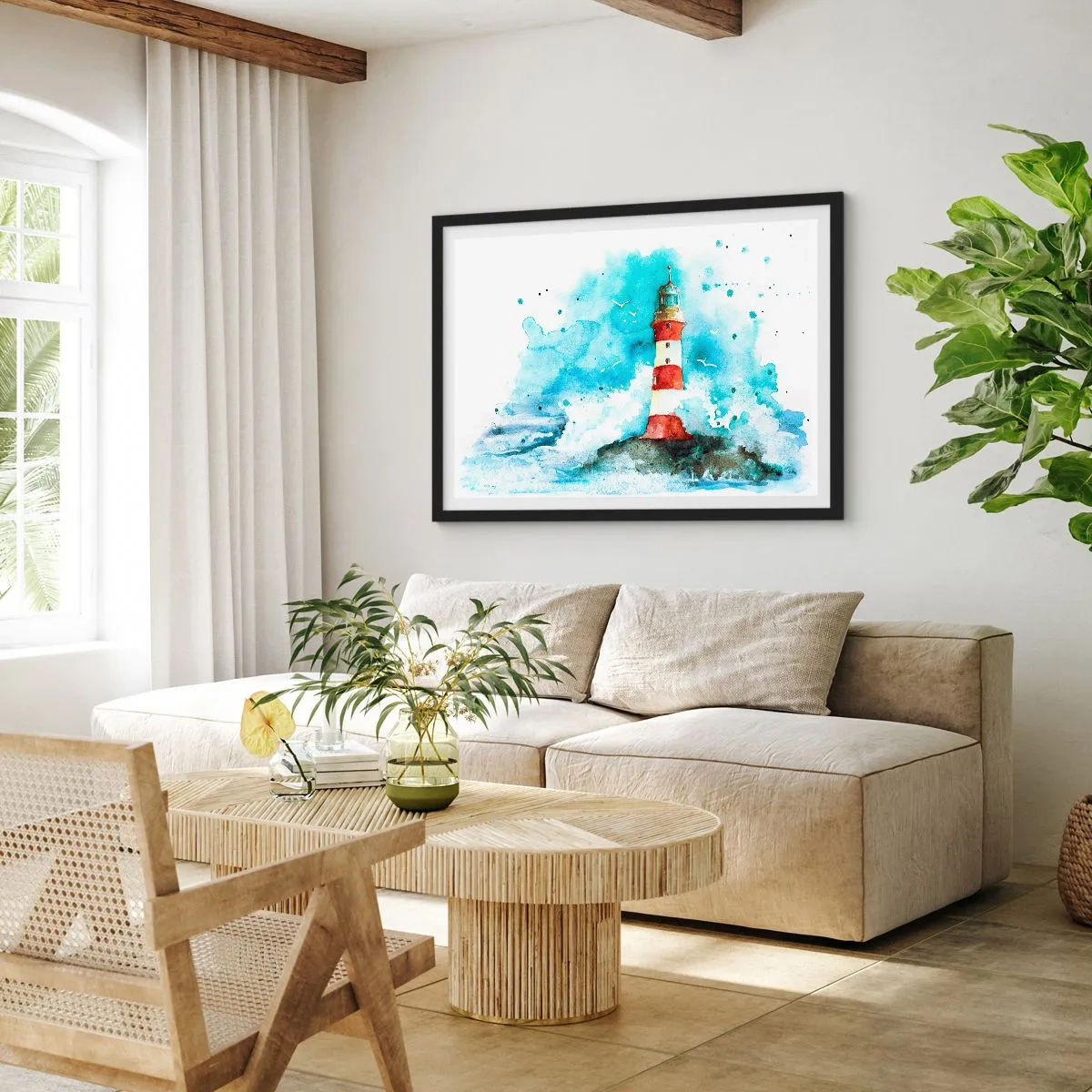 Poster in cornice nera - L'unità dei quattro elementi - 91x61 cm