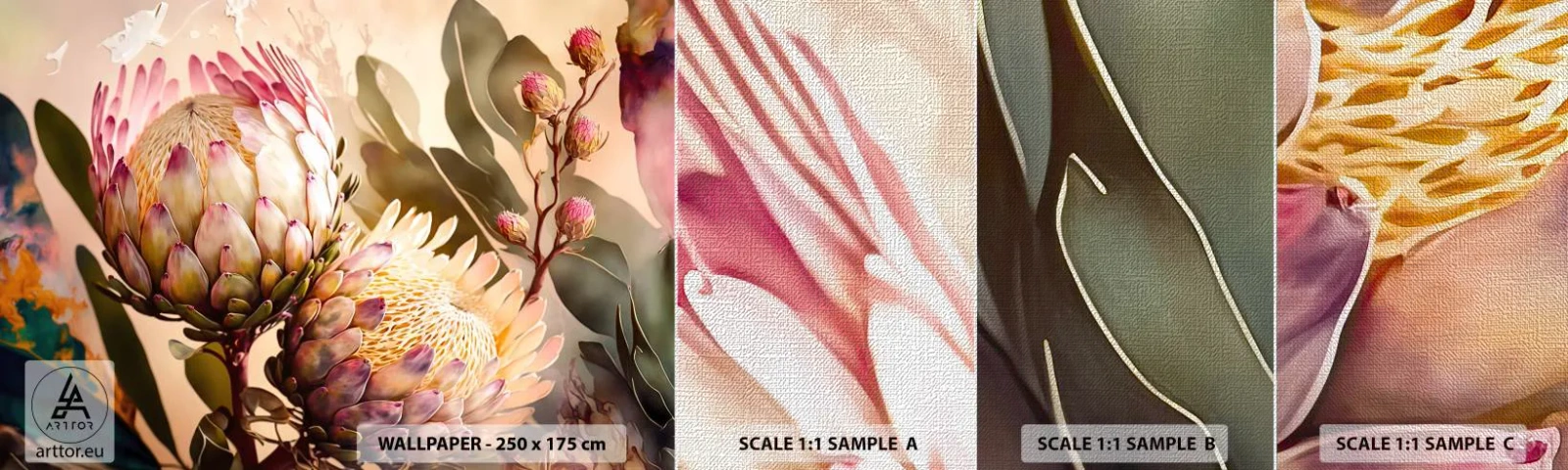 Campione di Fotomurale Premium Canvas - Tenero abbraccio - Fiori, Impianti, Botanica - 100x30 cm