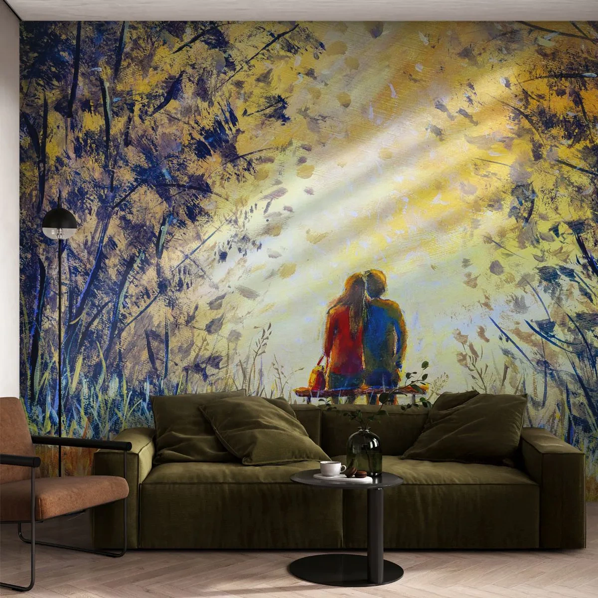 Fotomurali Premium Canvas - Attimo magico - Coppia di innamorati, Parco, Natura - 350x256 cm