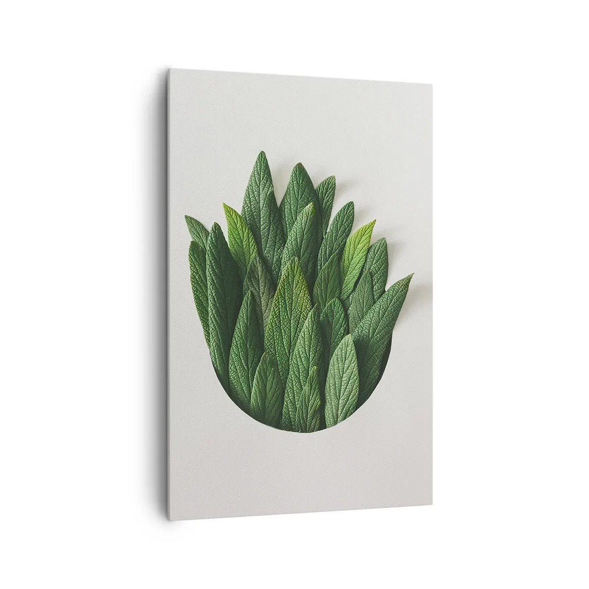 Quadro su tela - Stampe su Tela - Una composizione di foglie verdi su uno sfondo chiaro - 80x120cm - Curiosità irrefrenabile - Decorazione murale moderna per soggiorno e camera da letto ARTTOR