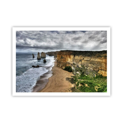 Poster - Costa rocciosa con spiaggia e formazioni rocciose - 100x70cm - Bellezza selvatica - Decorazione murale moderna per soggiorno e camera da letto ARTTOR