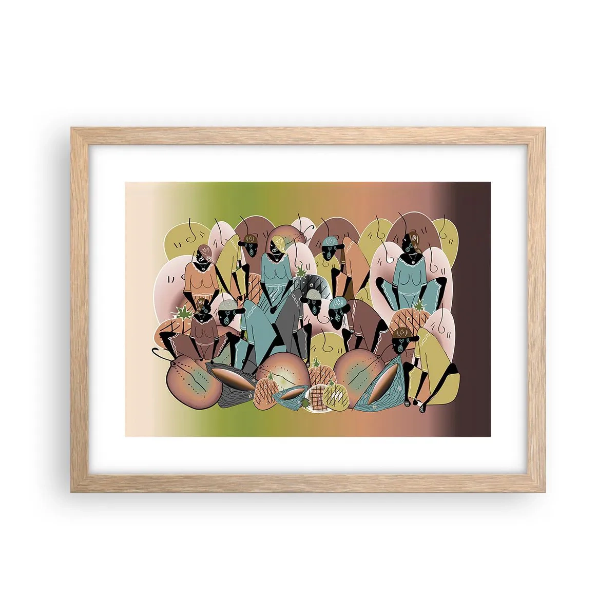 Poster in cornice rovere chiaro - Arriva la grande festa - 40x30 cm