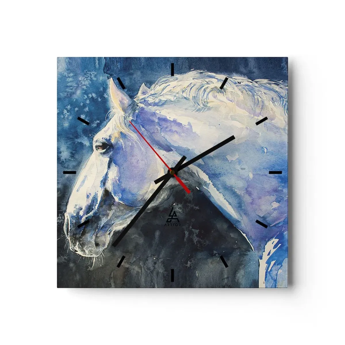 Orologio da parete - Orologio in Vetro - Ritratto in luce blu - 40x40 cm