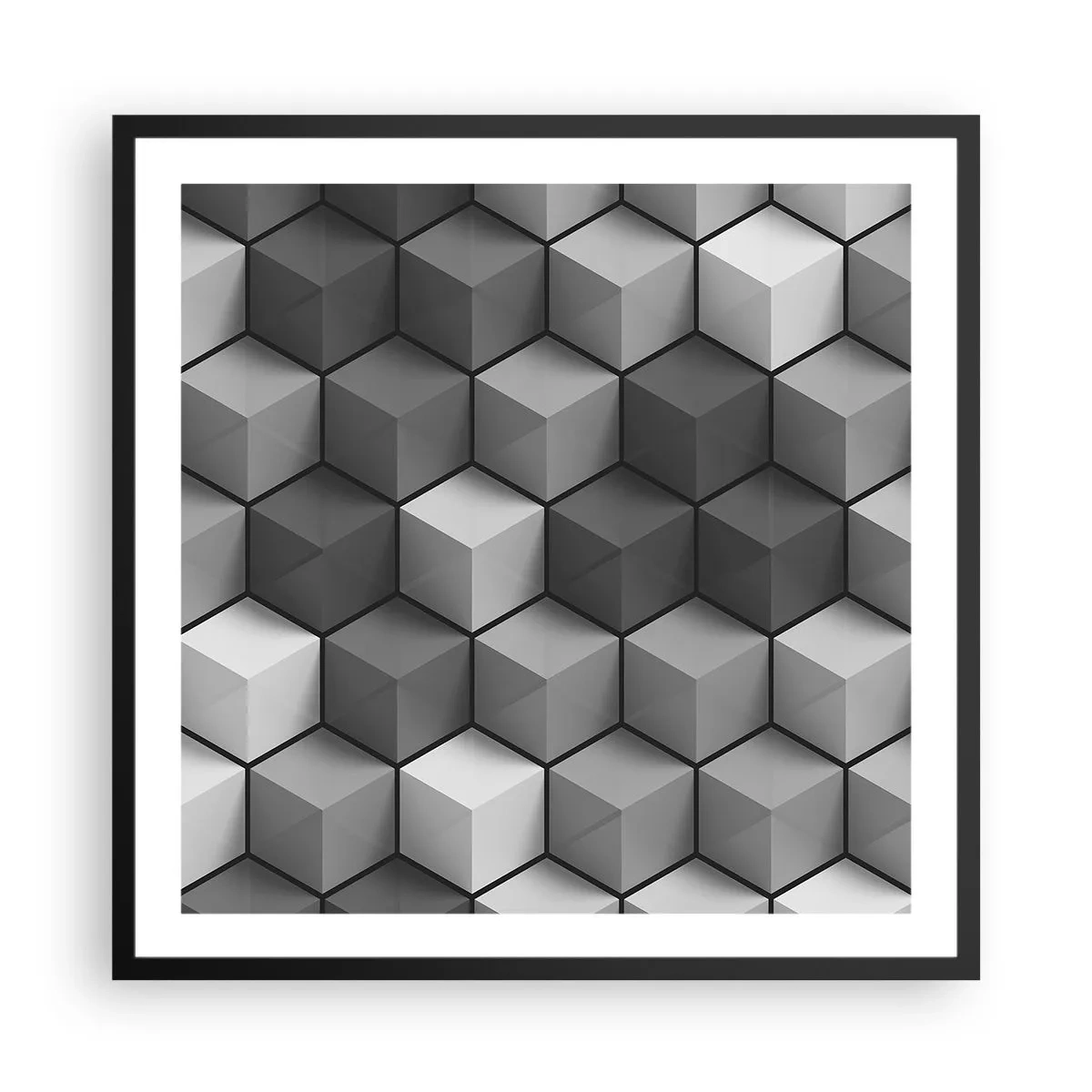 Poster in cornice nera - Puzzle cubista - 60x60 cm
