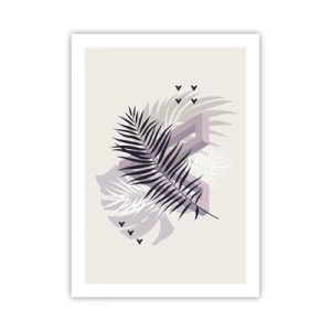 Poster - Composizione astratta con foglie e forme geometriche - 50x70cm - L'ombra dell'ombra - Decorazione murale moderna per soggiorno e camera da letto ARTTOR