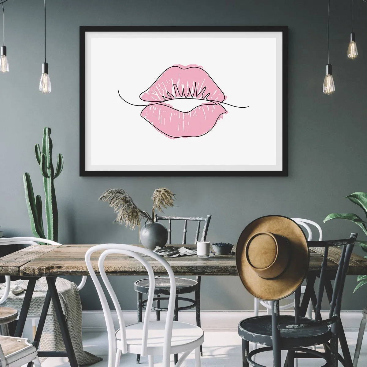 Poster in cornice nera - Pronti al bacio? - 50x40 cm