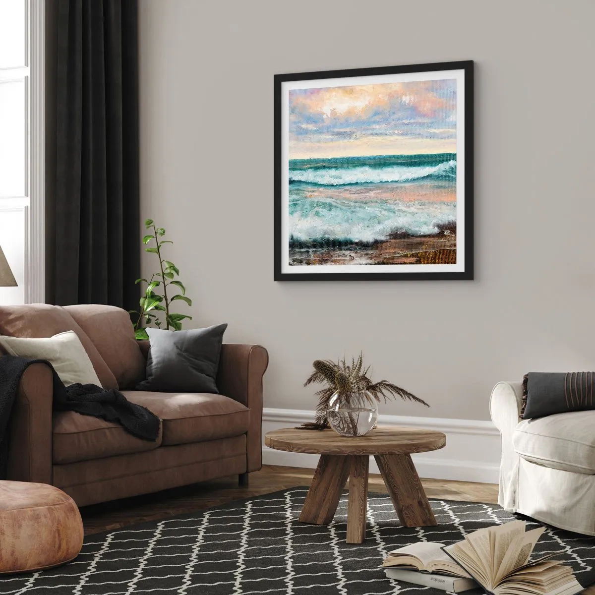 Poster in cornice nera - Dove l'anima si calma - 40x40 cm