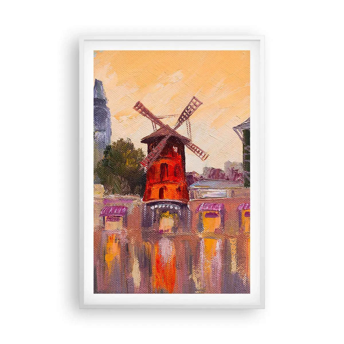Poster in cornice bianca - Le icone di Parigi: il Moulin Rouge - 61x91 cm